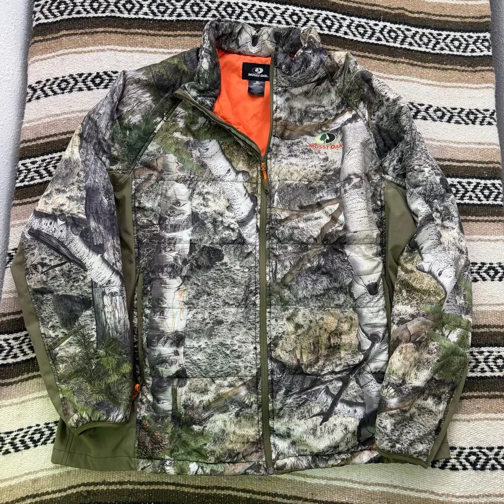 Men's Mossy Oak Birch Camo Camouflage Insulated Zip Up Hunting Jacket Sz 2XL XXL